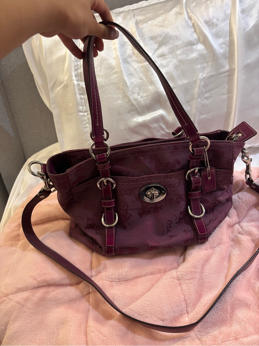Vintage Coach Plum Leather Shoulder Bag